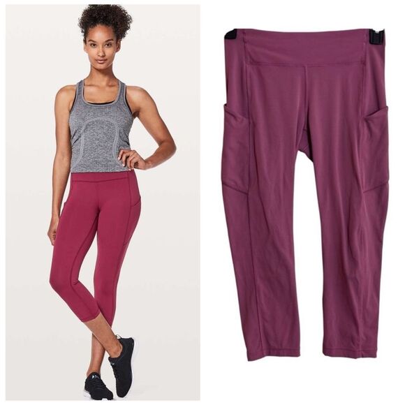 Lululemon Lululemon Speed Up Crop *21" Cropped Leggings Tights Size 6 Ruby Wine - Picture 1 of 14